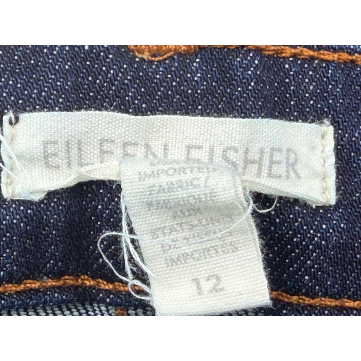Eileen Fisher Dark Wash Organic Cotton Stretch Straight Leg Jeans Size 12