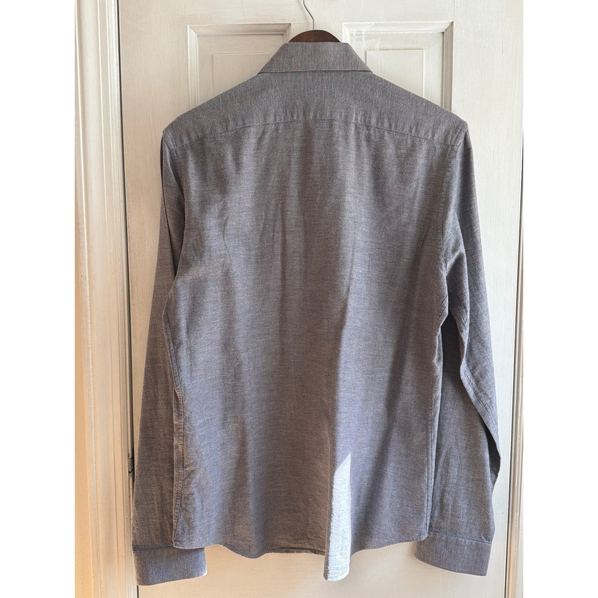 Reiss Men's Cody Slim Fit Cotton Linen Long Sleeve Shirt - Large, Gray