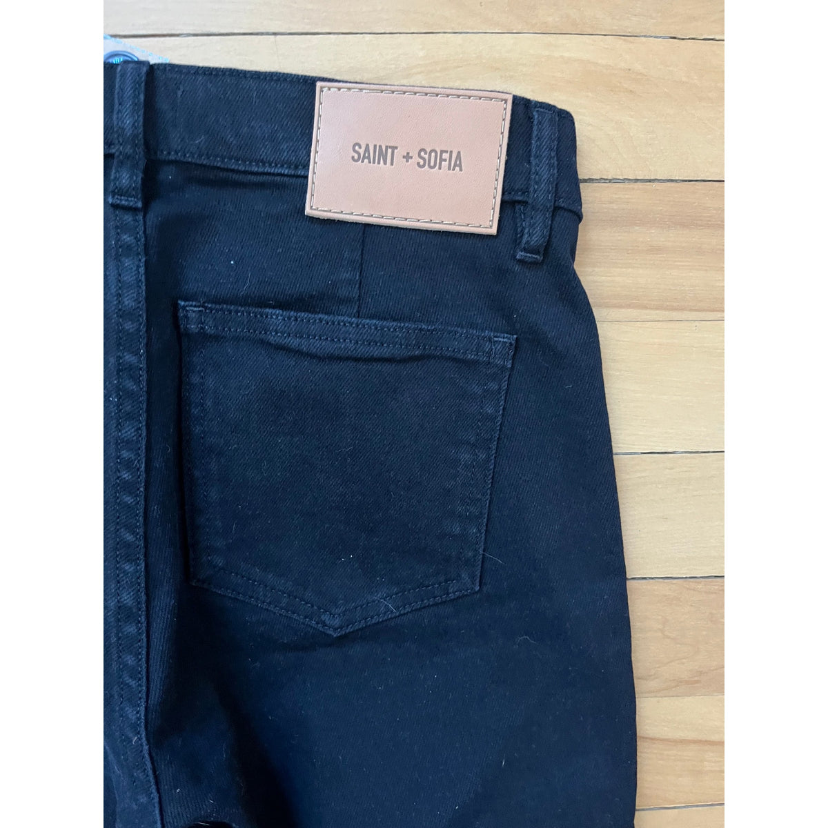 Saint + Sofia Bowie Stretch Flare Jeans Black NWT Sz 4 Short High Rise Retro 70s