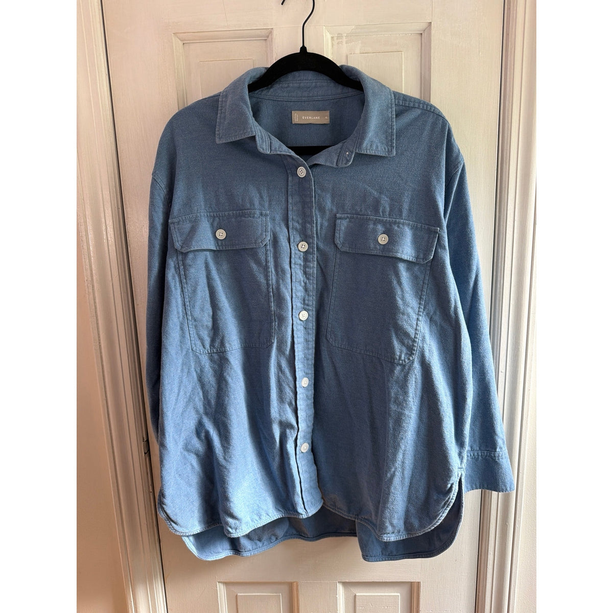 Everlane Women's Oversized Flannel / Denim-Style Button-Down Shirt, XL 