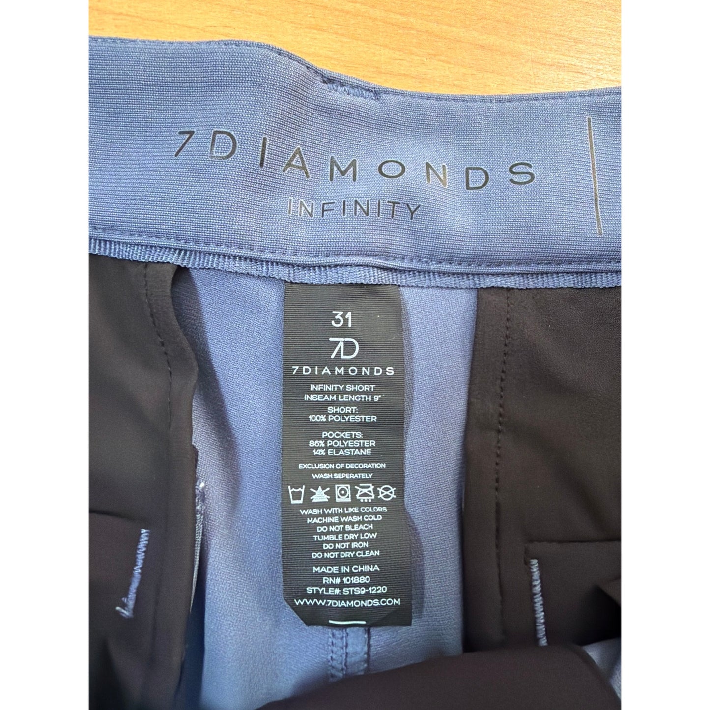 7 Diamonds Men's Size 31 Blue Core Performance Shorts Casual Golf NWT