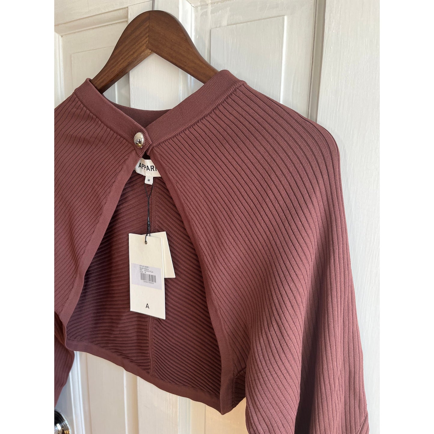NWT APPARIS Banks Bolero in Clay - Brown Ribbed Knit Cropped Cardigan - Size M