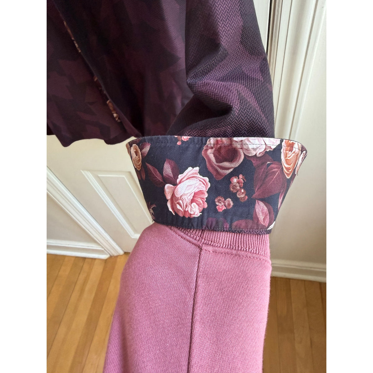 Ted Baker Endurance Purple Geometric Shirt 15.5 Slim Rose Floral Contrast Cuffs
