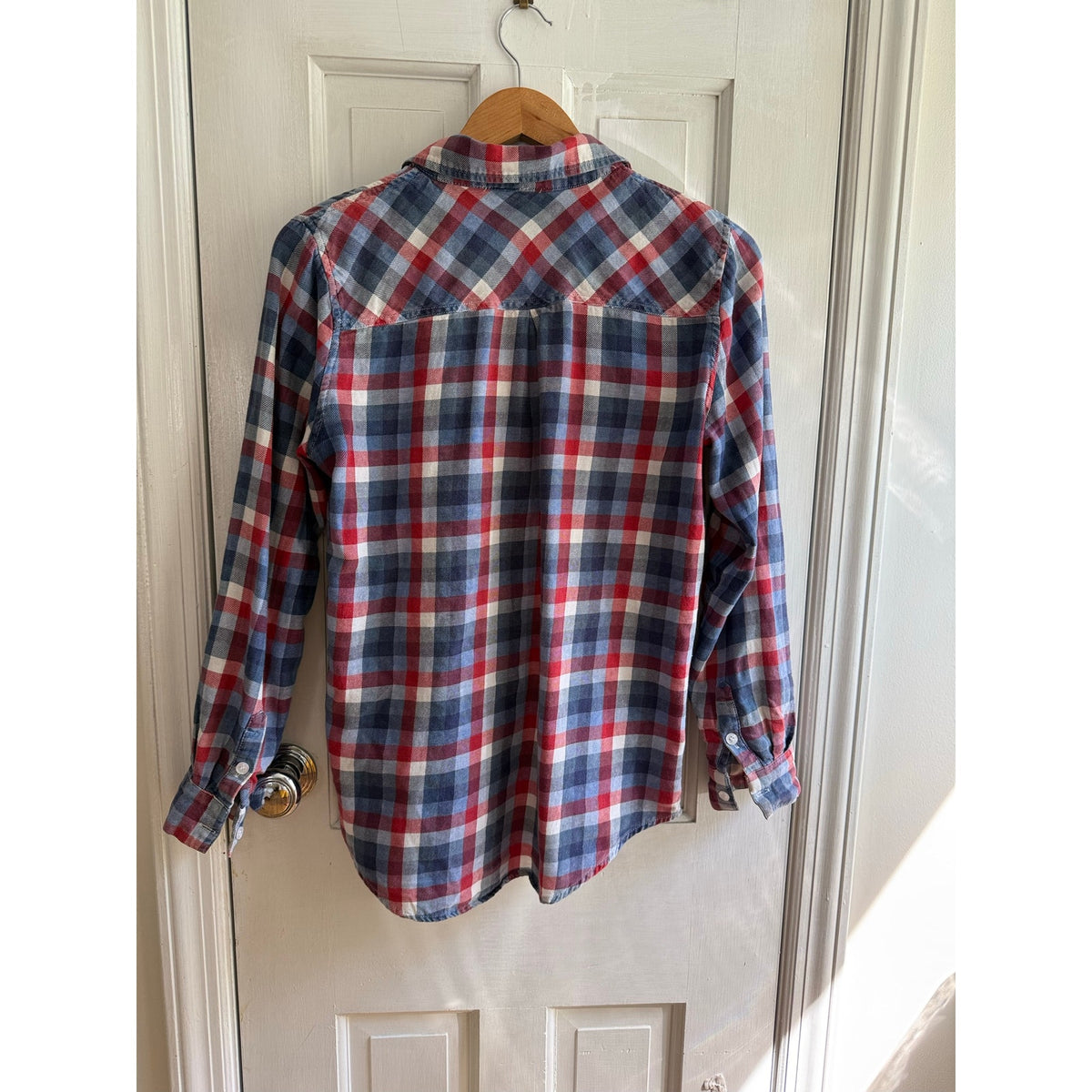 Alison Andrews Red White and Blue Plaid Shirt Size Medium EUC