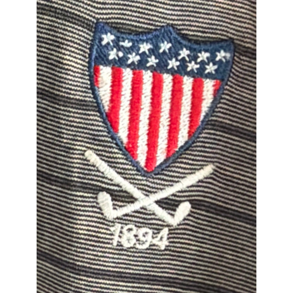 Carnoustie USGA 1894 Embroidered Striped Polo Shirt Grey Medium