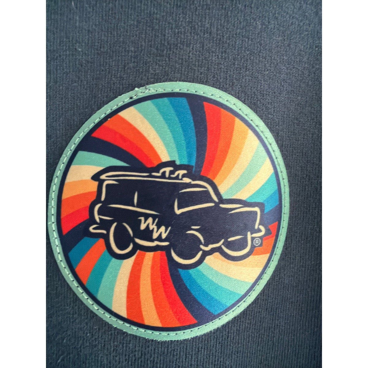Wears Woody Retro Rainbow Wagon Fleece Hoodie Navy Blue Large