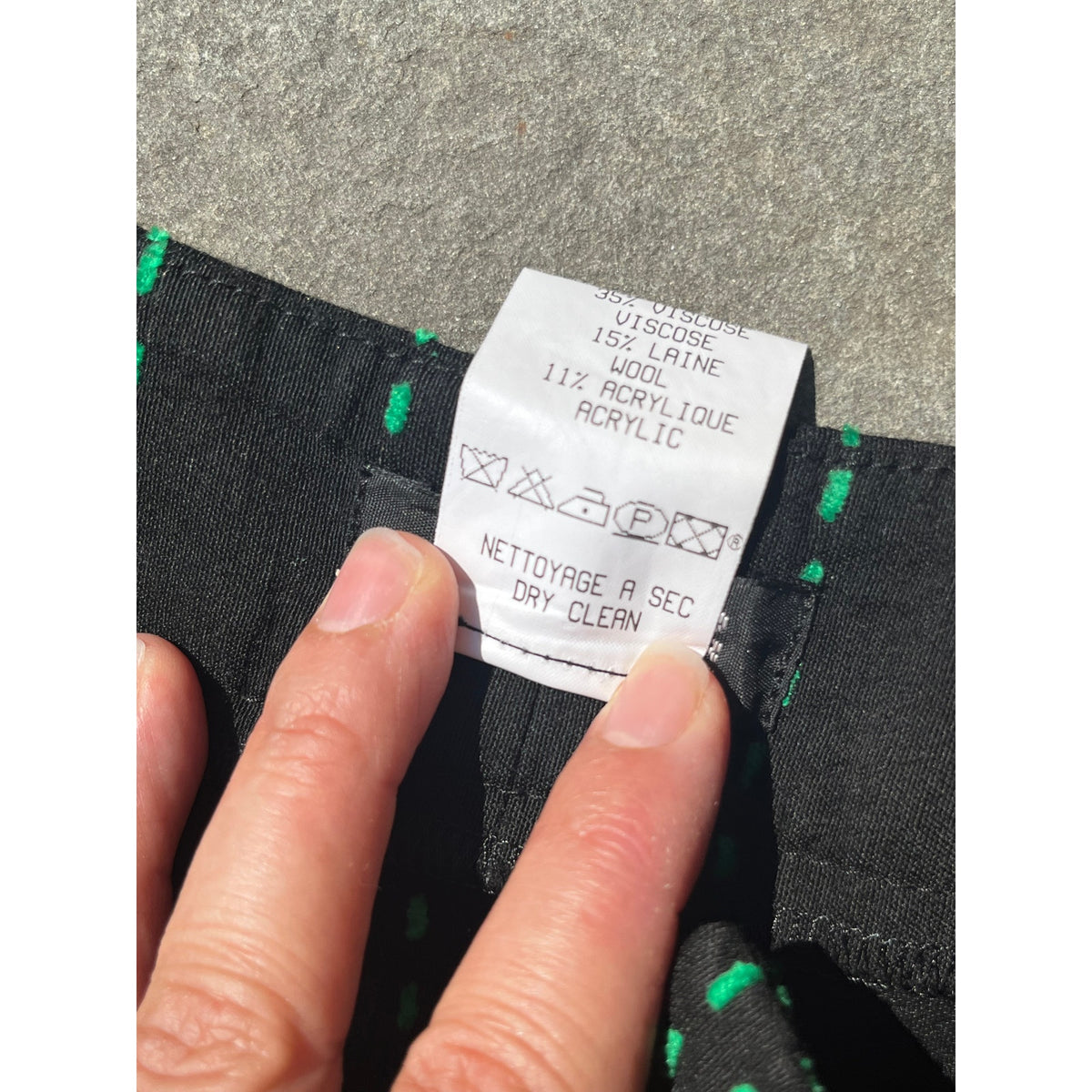 Edward Achour Paris Black Broken Green Pinstripe Trousers, EU 40 US 6 🗼