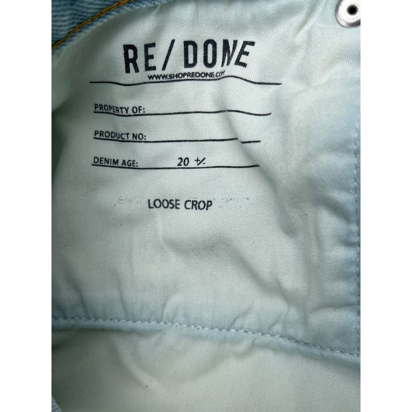 RE/DONE Loose Crop Jeans Size 29 Ranch Water Light Wash Organic Cotton