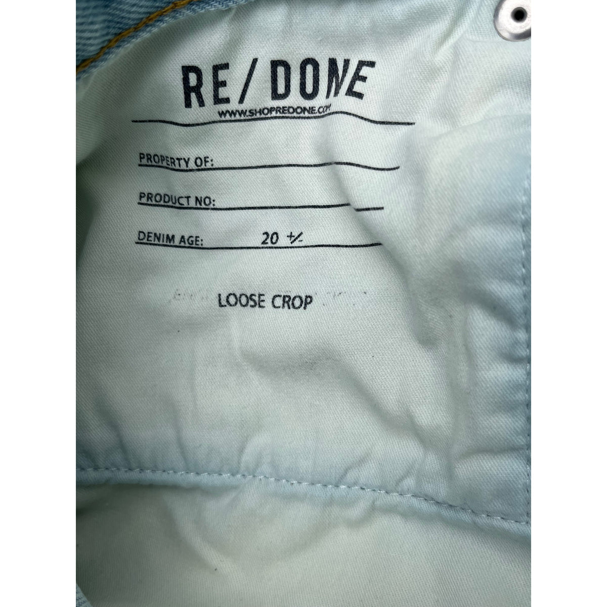 RE/DONE Loose Crop Jeans Size 29 Ranch Water Light Wash Organic Cotton