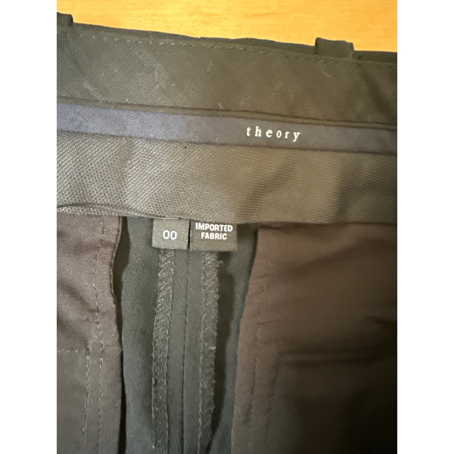 Theory Super Slim Edition Trousers Size 00 Black Pants Made in USA Classic EUC