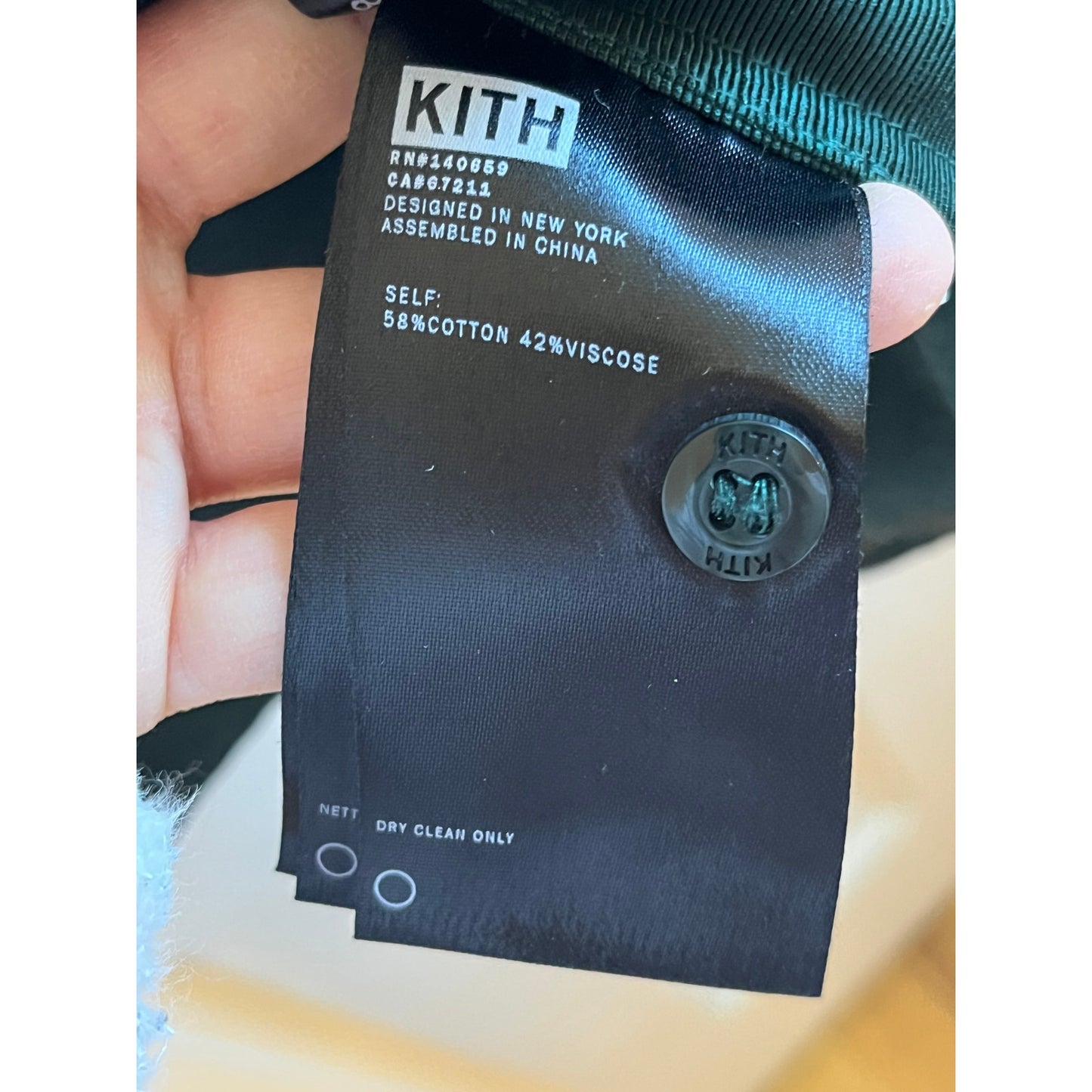 KITH Monogram Script Logo Button Up Shirt | Dark Green Cotton Viscose | Medium