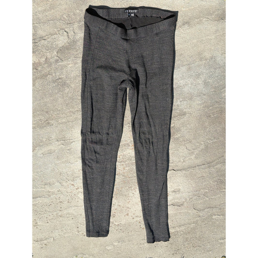 Theory Charcoal Gray Heathered Knit Elastic Waist Leggings Pants Small S/P EUC