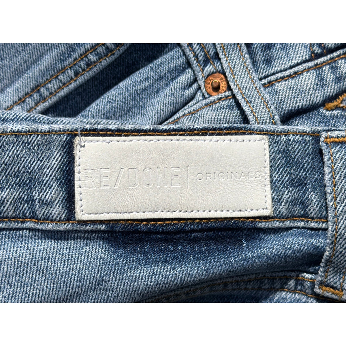 RE/DONE Originals High Rise Slim Fit Ripped Jeans Blue 28
