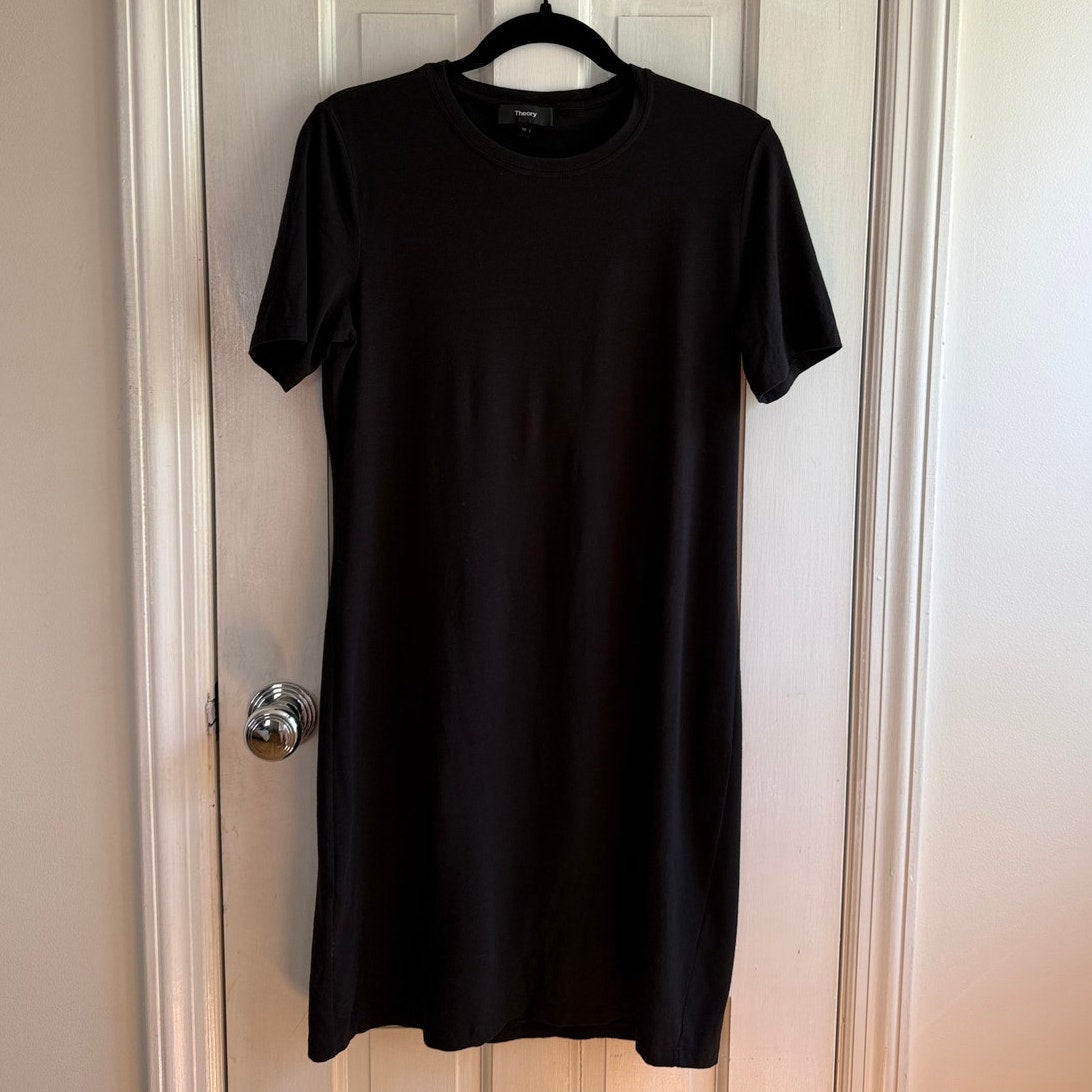 Theory Black Rubric Crew Neck Short Sleeve T-Shirt Dress Size Medium EUC