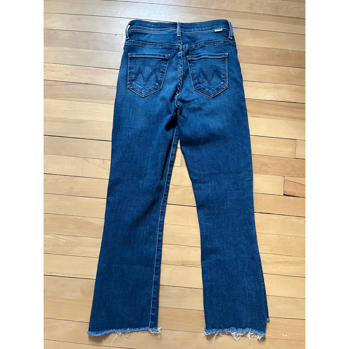 MOTHER The Insider Crop Step Fray Jeans Black Size 25 High Rise Bootcut