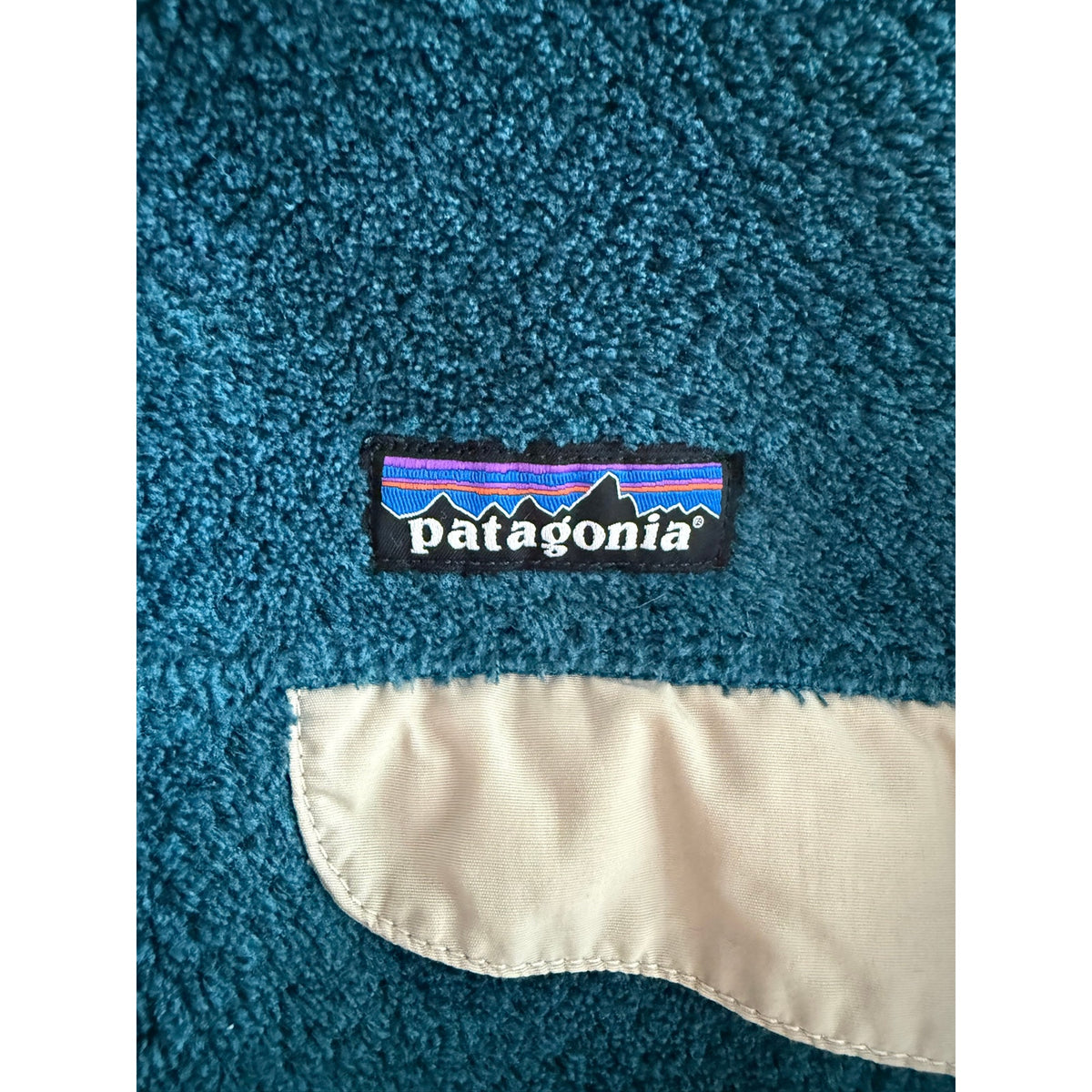 Patagonia Synchilla Blue Snap-T Fleece Pullover Beige Pocket Small