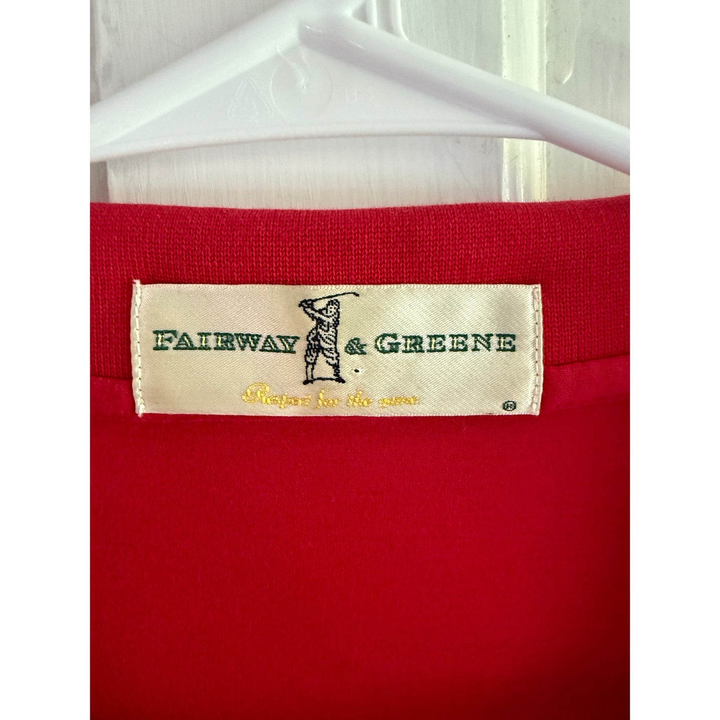 Vintage Fairway Greene Salem Witch Logo Red Polo Shirt Golf Mens Large L EUC