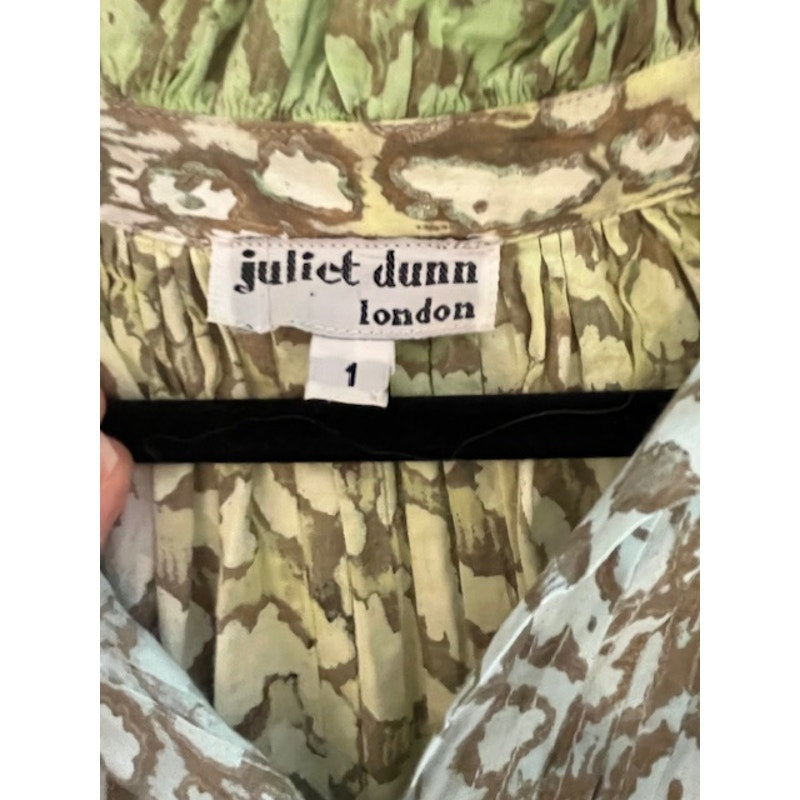 Juliet Dunn, London Dress, Boho  gold ruffle sleeves, Size 1