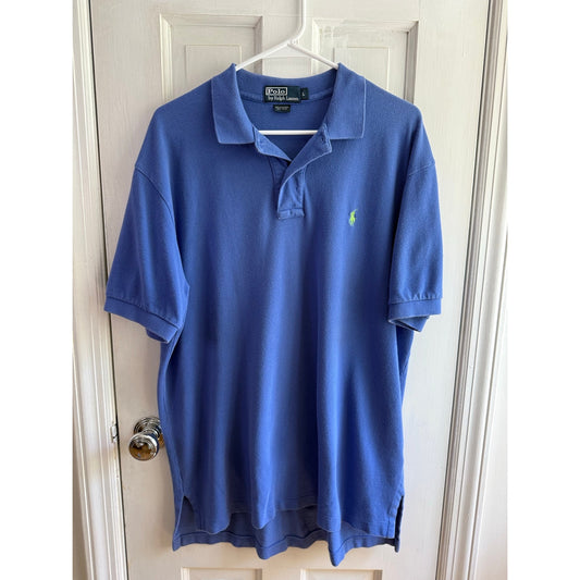 Vintage Polo Ralph Lauren Blue Polo Shirt Men's Lime Pony