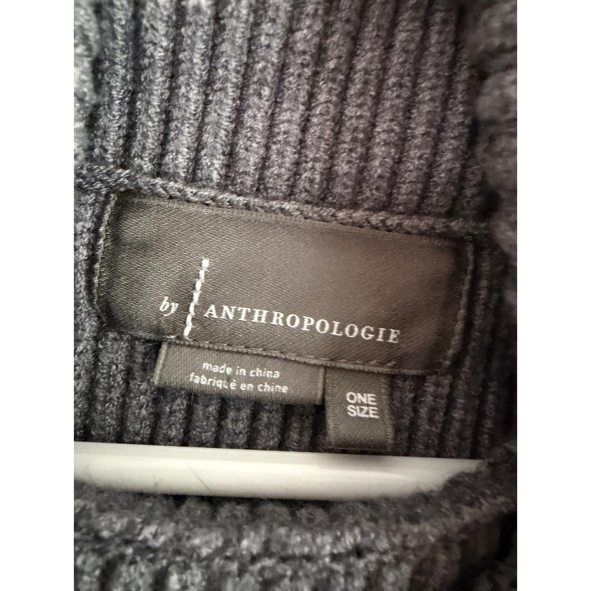 Anthropologie Gray Ribbed Turtleneck Sweater Vest One Size Chunky Knit