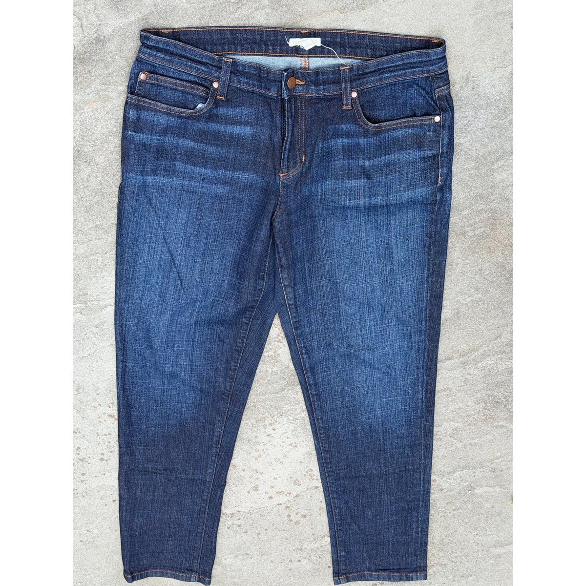 Eileen Fisher Dark Wash Organic Cotton Stretch Straight Leg Jeans Size 12