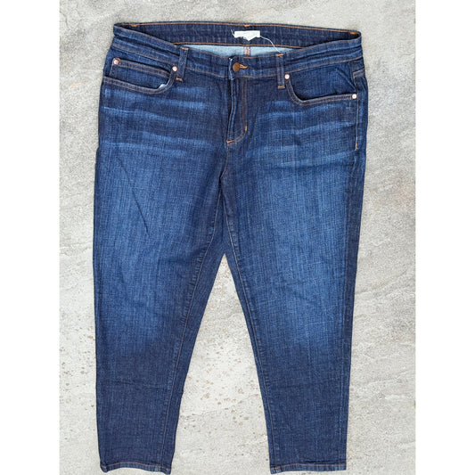 Eileen Fisher Dark Wash Organic Cotton Stretch Straight Leg Jeans Size 12