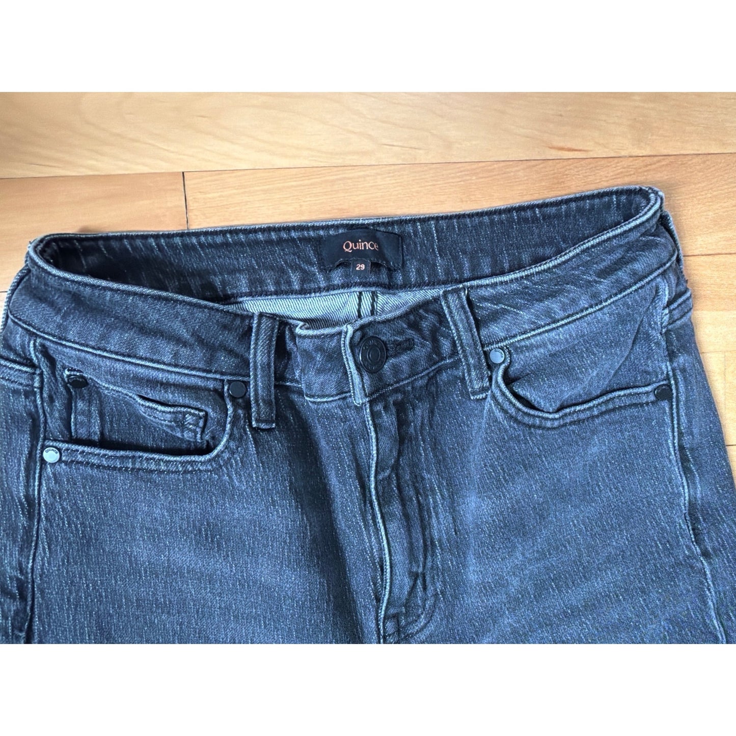 Quince Size 29 Black High Rise Wide Leg Jeans