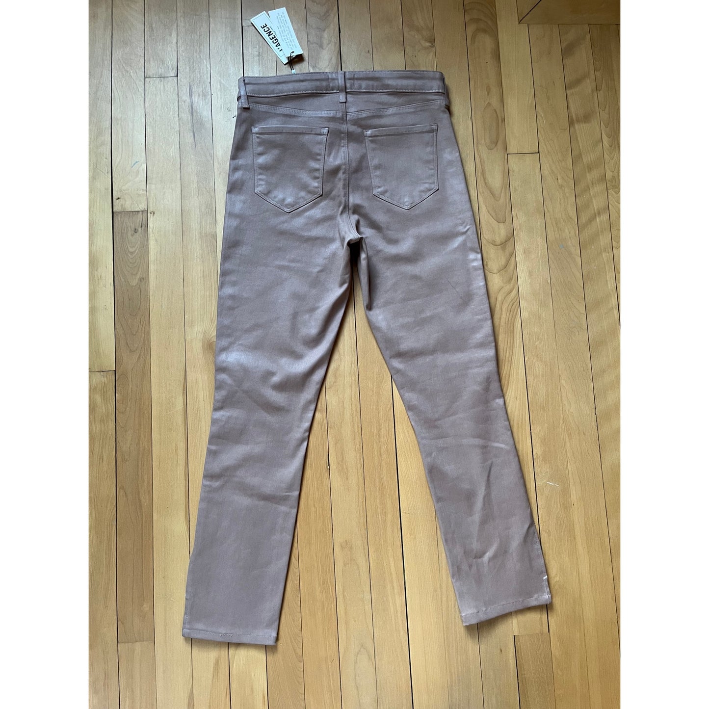 NWT L'Agence Josie High Rise Split Hem Coated Pants Toffee Brown 28 Sexy ✨