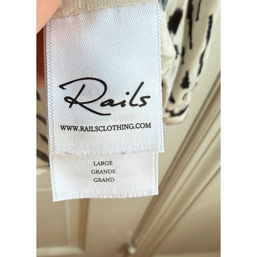 Rails Marti Ivory Cheetah Print Button Down Shirt Size Large EUC