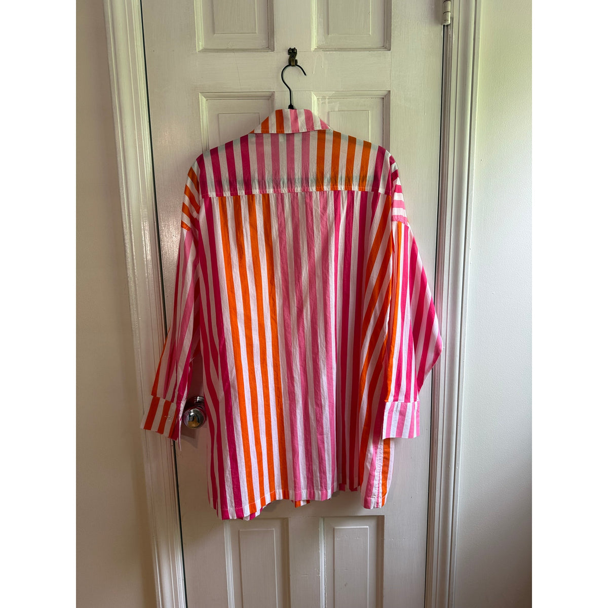 NWT Beach Riot Alexa Button Down Pink Orange Stripe Cover Up Shirt Size Large