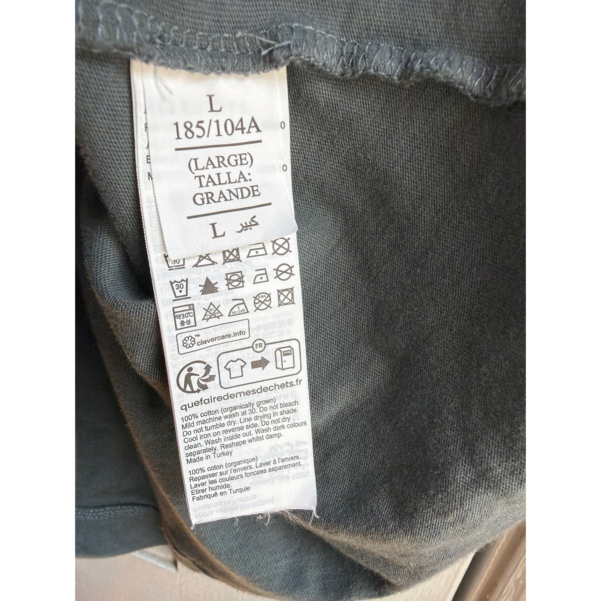 AllSaints Brace Slim Fit Charcoal Grey Organic Cotton T-Shirt Size L