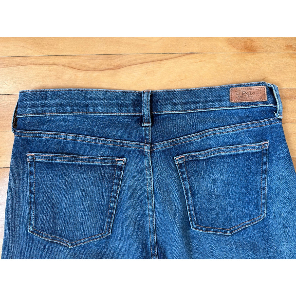 Polo Ralph Lauren Mid Rise Skinny Crop Jeans Distressed Hem 32 EUC