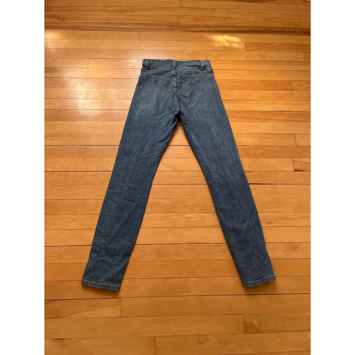 Reformation Amie High Rise Seamed Slim Jeans Blue 25