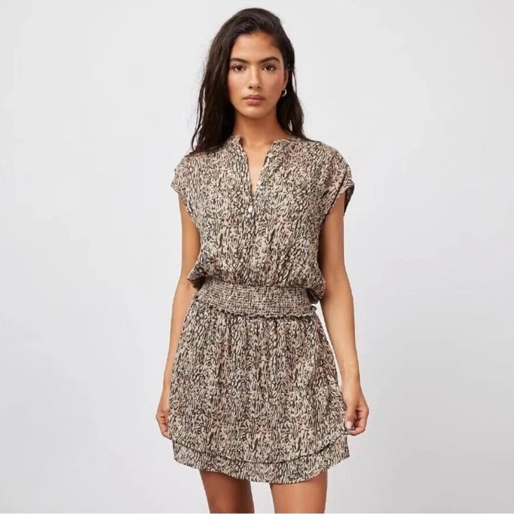 ✨ Rails Angelina Tan Abstract Texture Smocked Mini Dress Small ✨