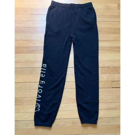 Ivory Ella Dark Brown Iconic Logo Fleece Jogger Sweatpants Size XS EUC