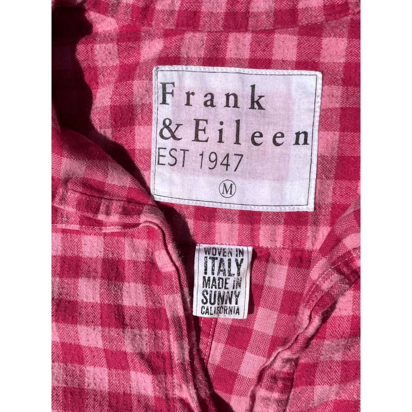 Frank & Eileen Barry Shirt M Pink Gingham Italian Flannel Button Down 🎀