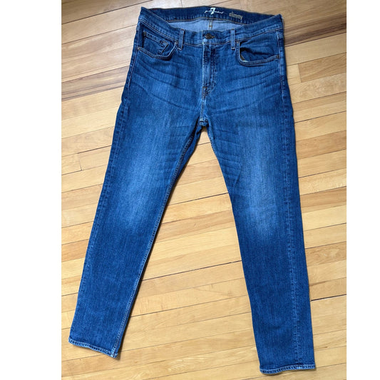 7 For All Mankind Slimmy Jeans Men’s 36 Blue Slim Straight Denim EUC