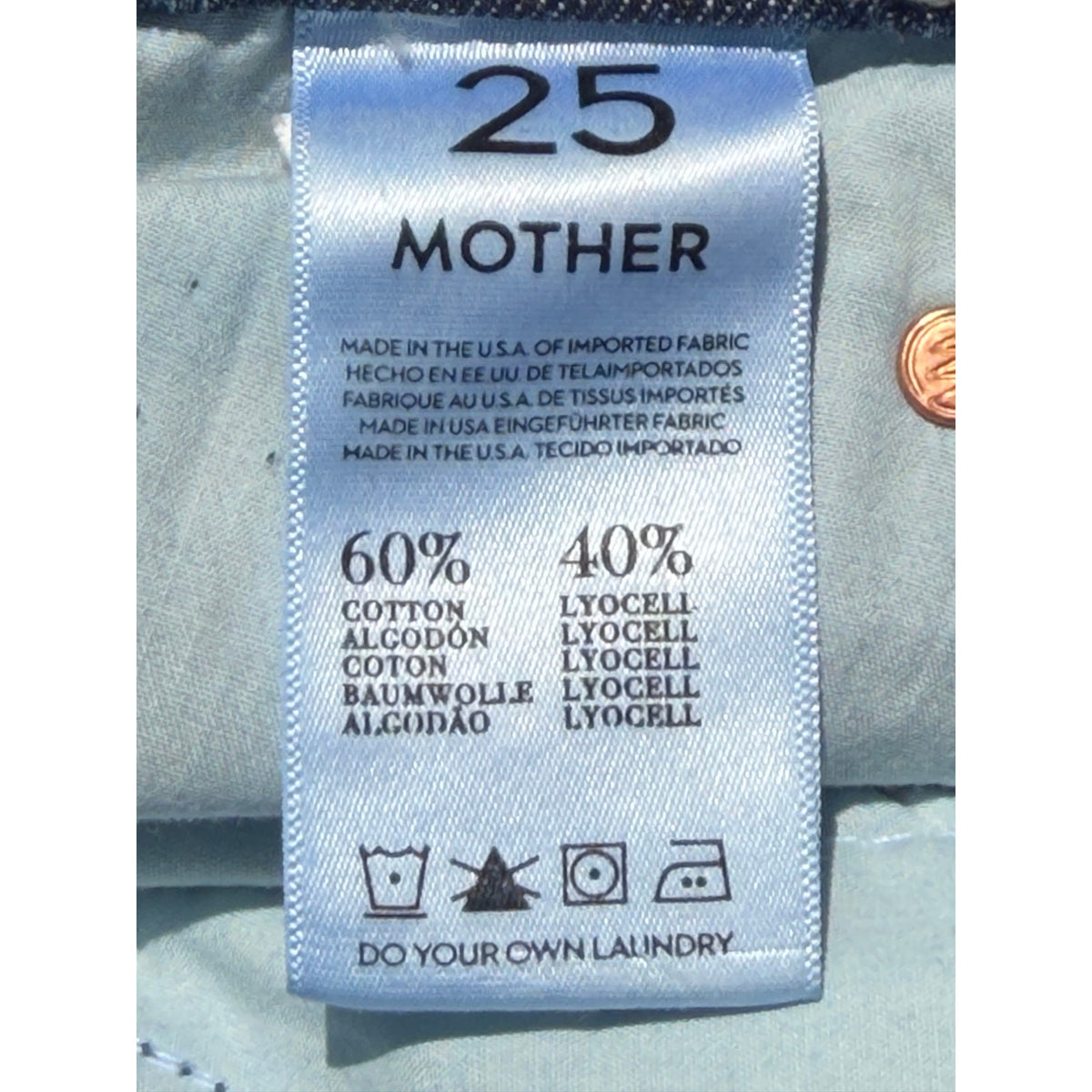 Mother Denim Holy Rascal Still Behind the Hustle Jeans Size 25 Blue Ripped Straight