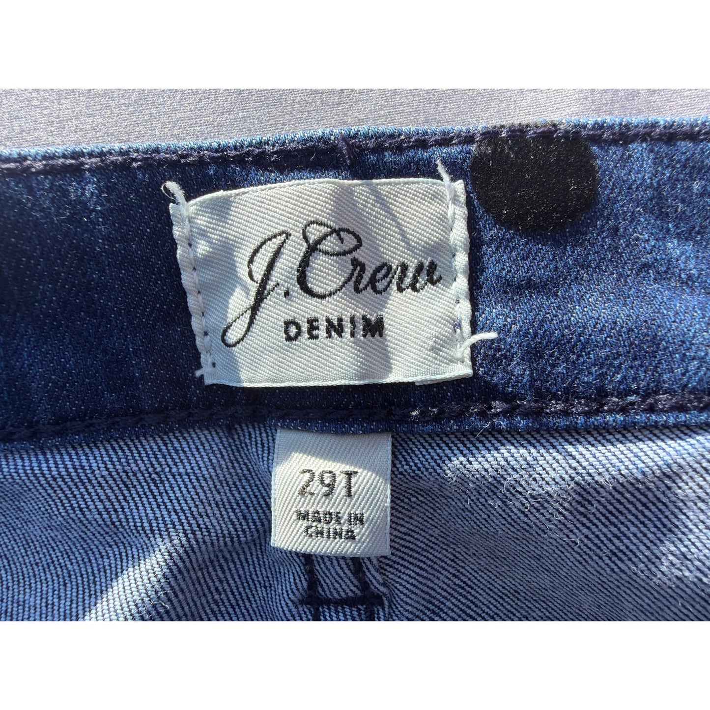 J. Crew Size 29T Dark Wash High Rise ToothPick Style Jean with Black Polka Dots