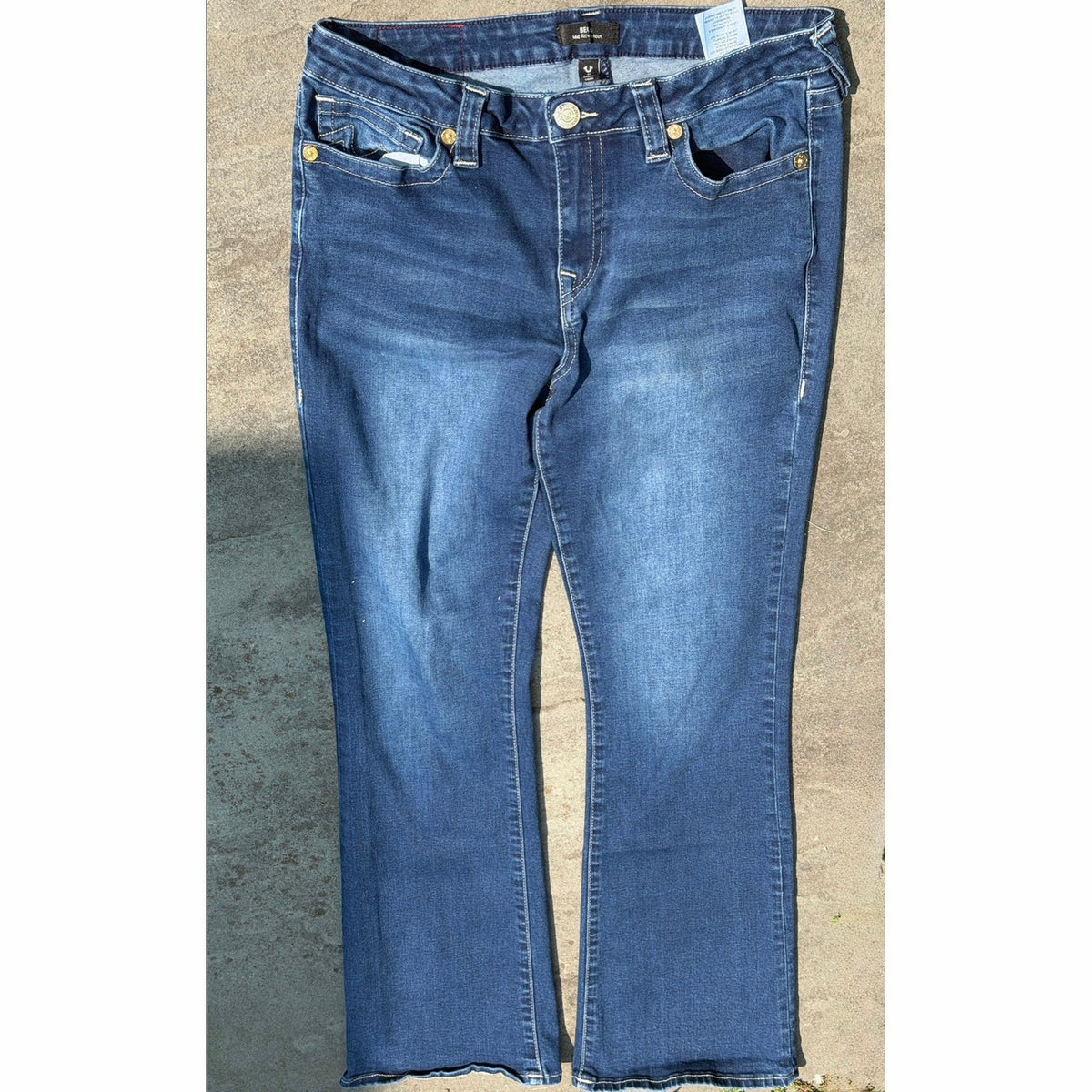 True Religion Beca Mid Rise Bootcut Blue Denim Jeans Size 31 Inseam 30