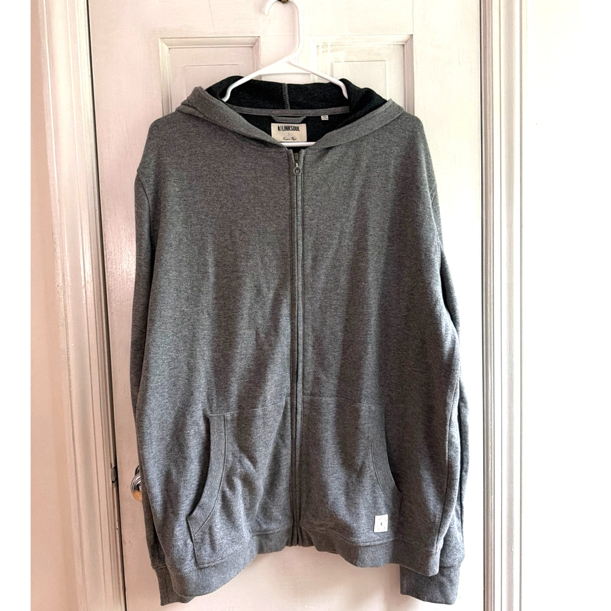 Linksoul Men's Gray Full-Zip Hooded GOLF Sweatshirt LARGE