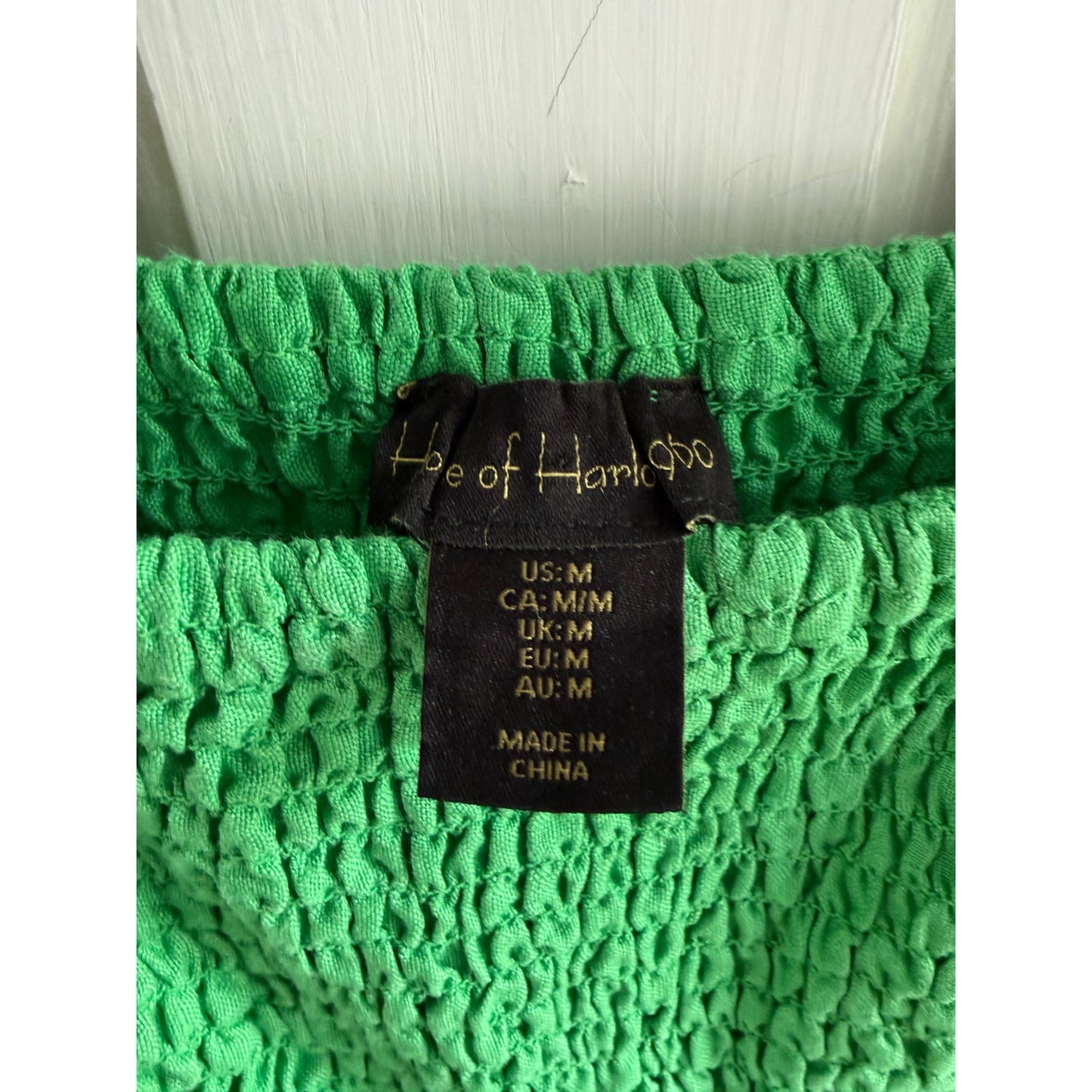 House of Harlow 1960 Kelly Green Linen Mini Dress - Puff Sleeve - Size Medium - EUC