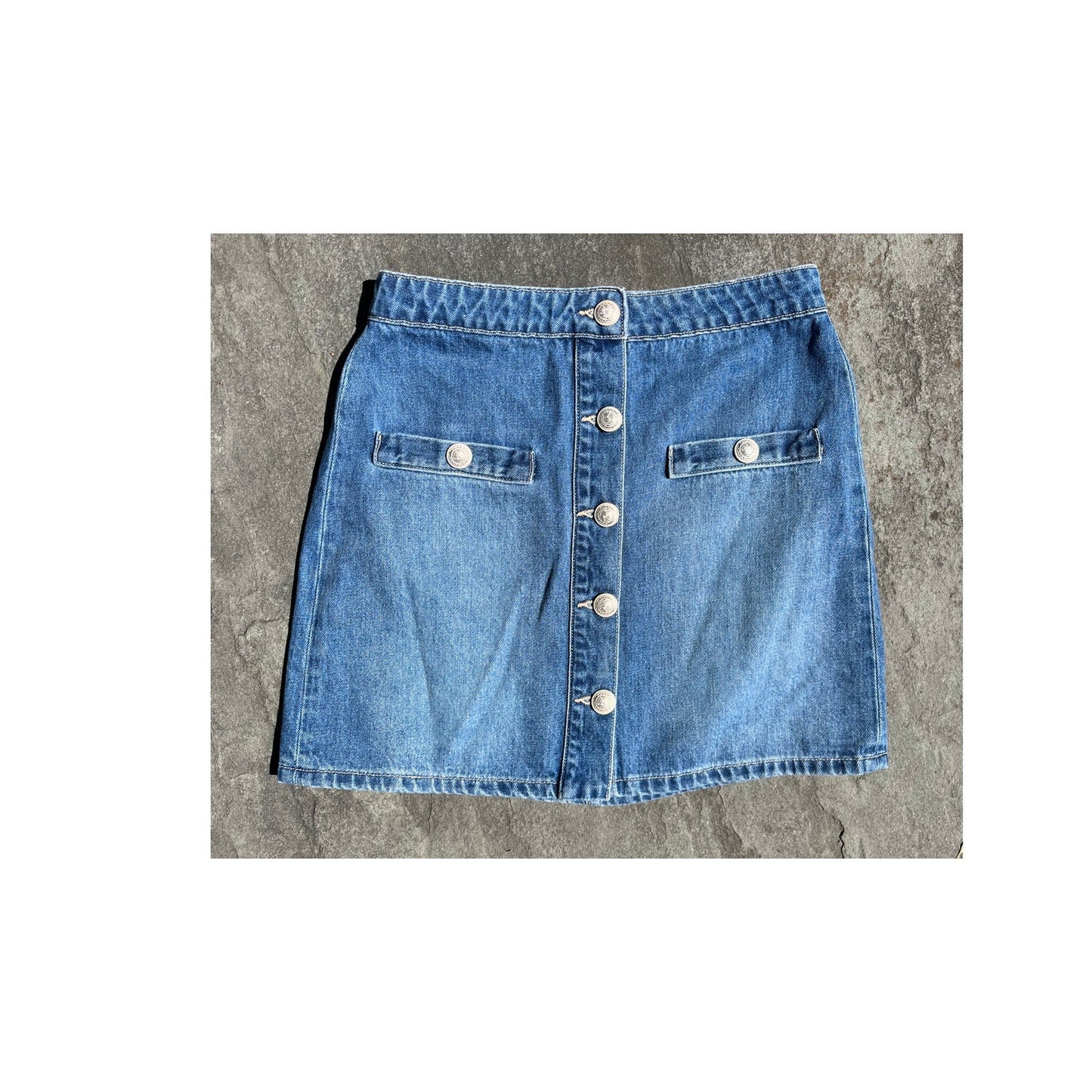 L'Agence Kris Denim Mini Skirt Silver Button Front High Rise Sz 25 Sold Out
