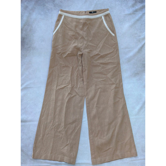7 For All Mankind Size Medium Linen Tan Pants with White Detailing