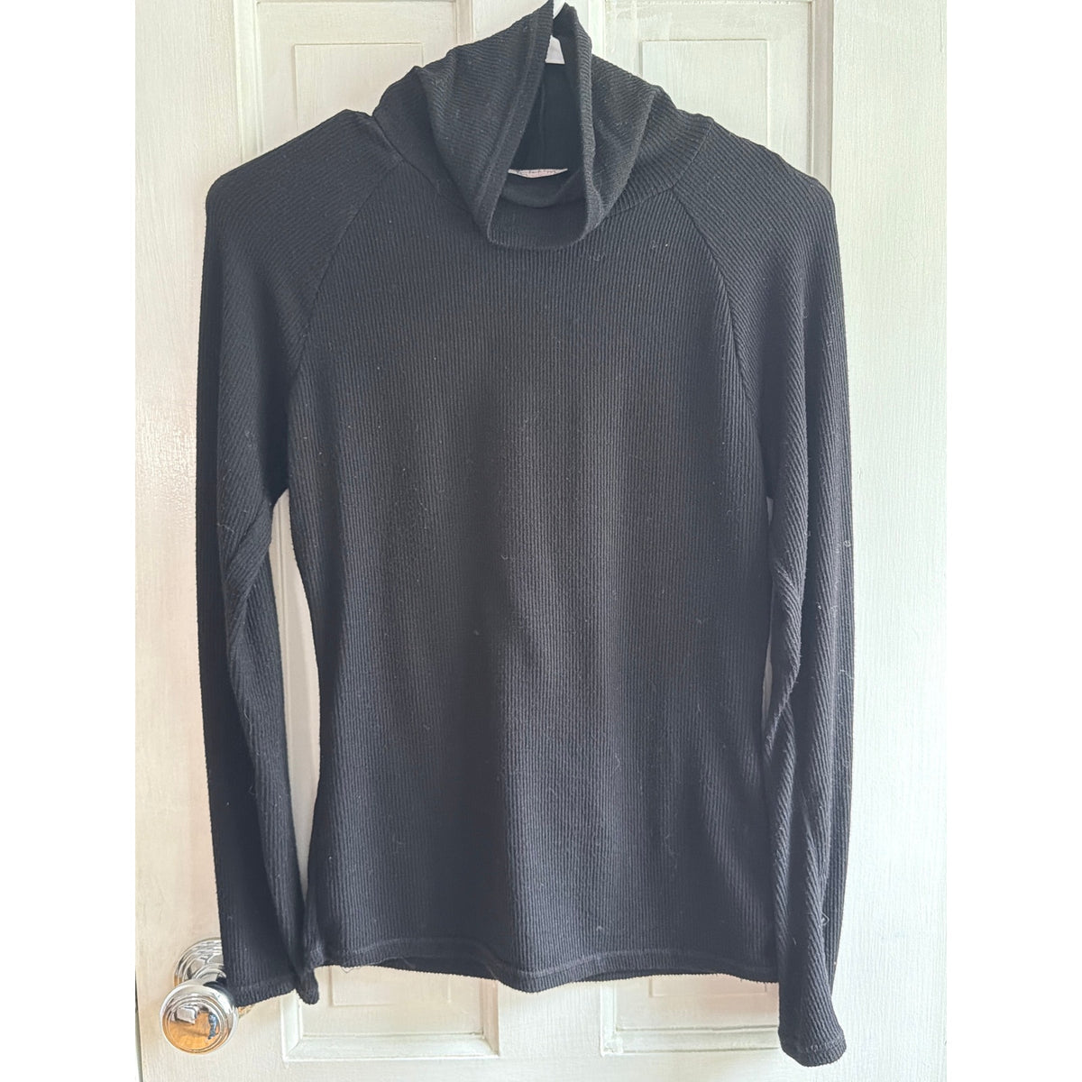 Free People Intimately Black Stretch Turtleneck Long Sleeve Top - Size M - EUC