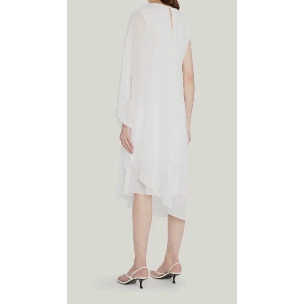 Kobi Halperin NWT Sheila One Sleeve Asymmetric Chiffon Dress Ivory XS