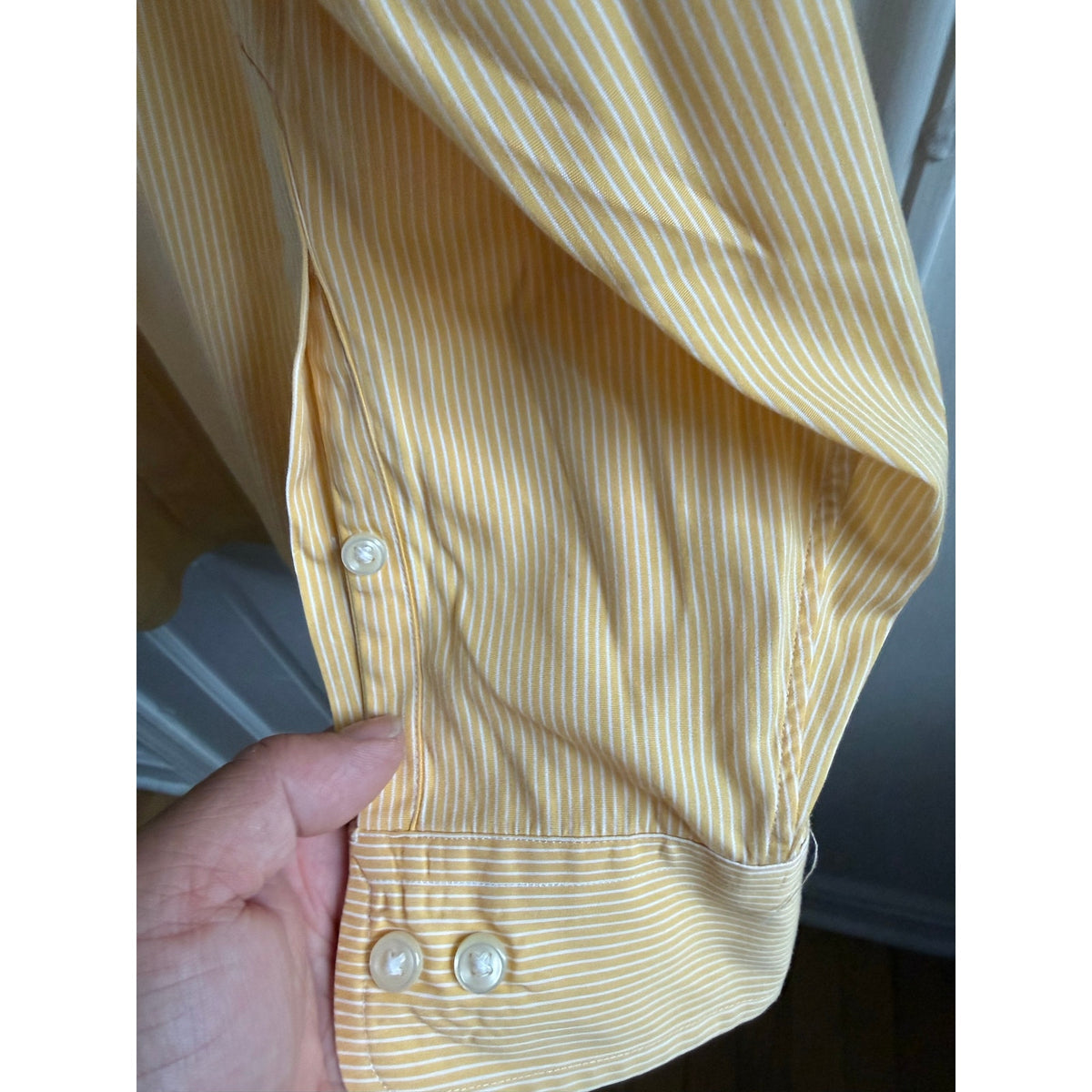 Vintage Polo Ralph Lauren Classic Fit XL Yellow White Striped Button Down Shirt EUC