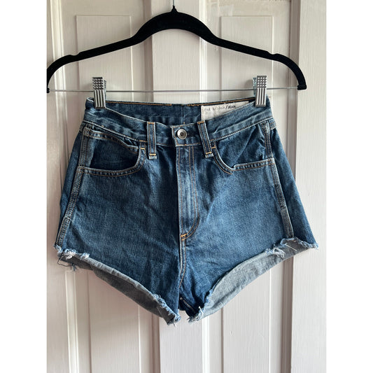 Rag & Bone High Rise Cut Off Denim Shorts Dark Indigo Sz 24