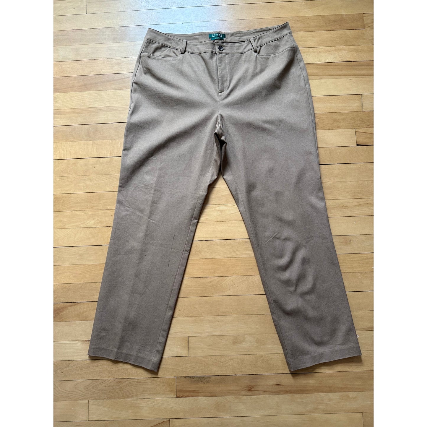 Lauren Ralph Lauren Caitlin Chino Pants - Size 16W - Tan  EUC
