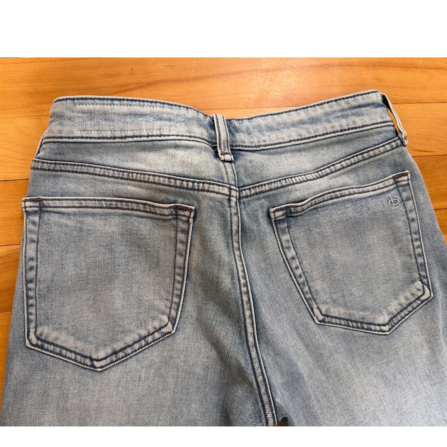 Rag & Bone Size 25 Light Wash Kinsely Low Rise Flare Distressed Hem Jean